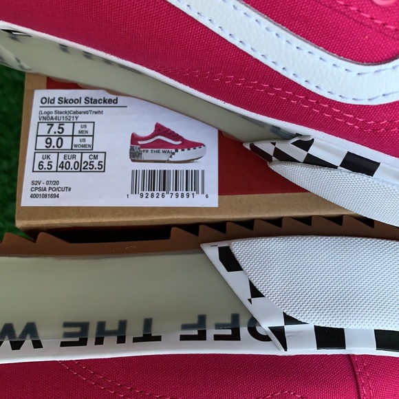 VANS OLD SKOOL STACKED LOGO STACK CABARET/TRWHT WM - Picture 13 of 13